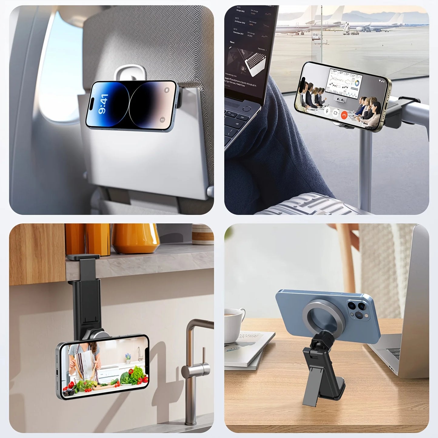 Magnetic Cell Phone Holder Airplane Travel Essentials Phone Holder Desktop Cell Phone Holder Tray Table Phone Holder
