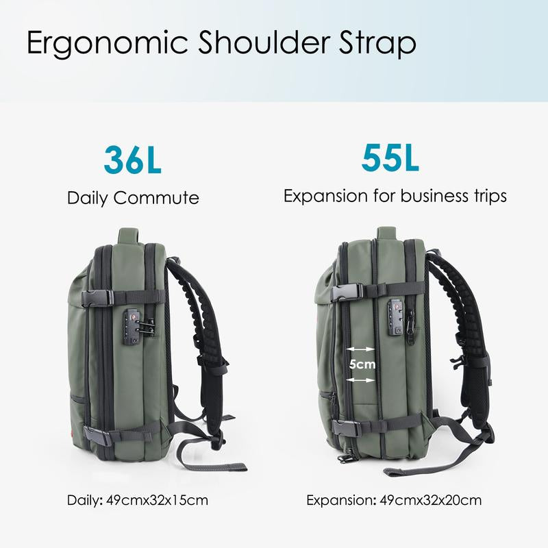 55L Expandable Vacpack Backpack, Vacuum Seal Backpack Travel, Vacuum Compression Bags for Travel, Air Back Backpack with Lock, Travel Airbag Backpack with Portable Electic Pump