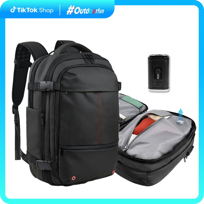 55L Expandable Vacpack Backpack, Vacuum Seal Backpack Travel, Vacuum Compression Bags for Travel, Air Back Backpack with Lock, Travel Airbag Backpack with Portable Electic Pump