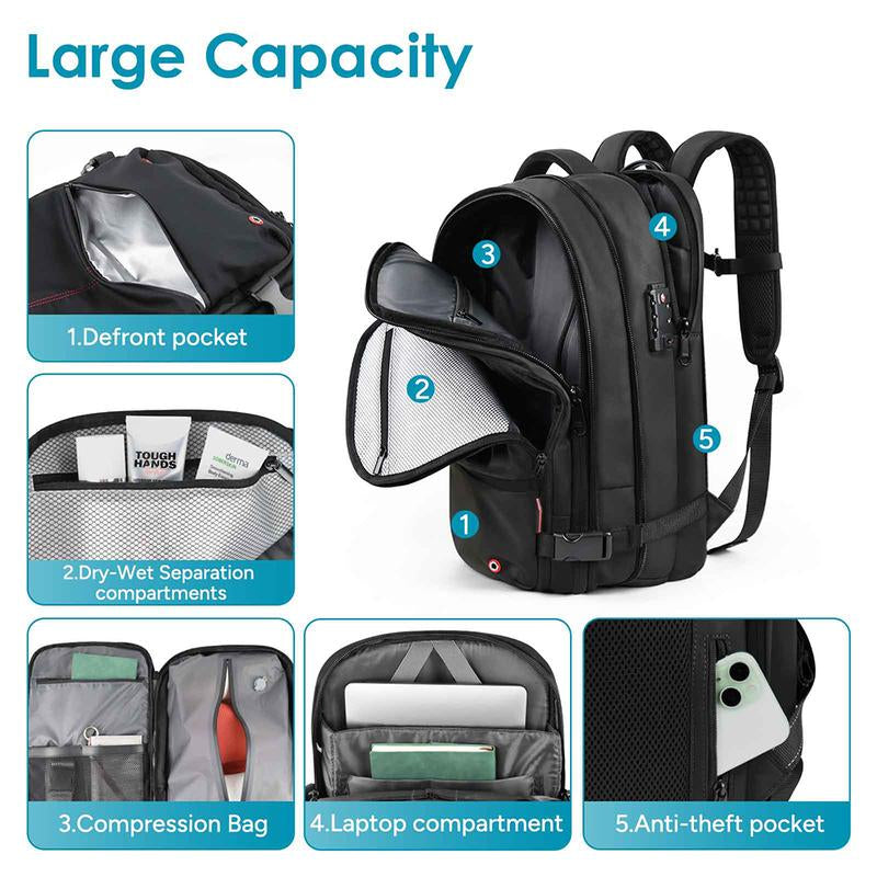 55L Expandable Vacpack Backpack, Vacuum Seal Backpack Travel, Vacuum Compression Bags for Travel, Air Back Backpack with Lock, Travel Airbag Backpack with Portable Electic Pump